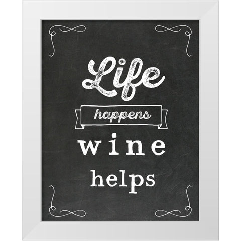 Wine Helps White Modern Wood Framed Art Print by Murray, Amanda