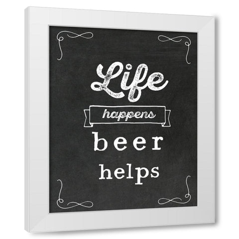 Beer Helps White Modern Wood Framed Art Print by Murray, Amanda