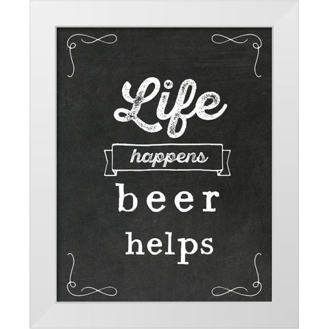 Beer Helps White Modern Wood Framed Art Print by Murray, Amanda