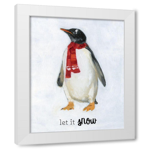 Let it Snow Penguin White Modern Wood Framed Art Print by Swatland, Sally