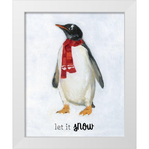 Let it Snow Penguin White Modern Wood Framed Art Print by Swatland, Sally