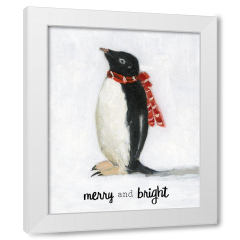 Merry and Bright Penguin White Modern Wood Framed Art Print by Swatland, Sally