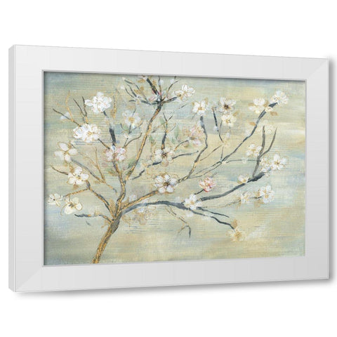 Blossoms And Spring Rain White Modern Wood Framed Art Print by Jill, Susan