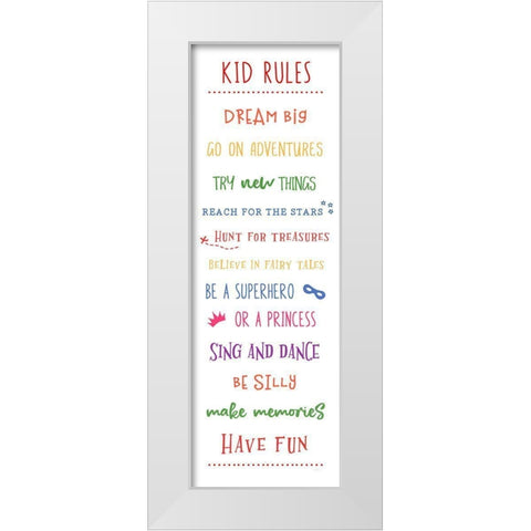 Kids Rules White Modern Wood Framed Art Print by Carpentieri, Natalie