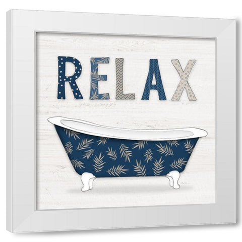 Relax Palm Bath White Modern Wood Framed Art Print by Carpentieri, Natalie