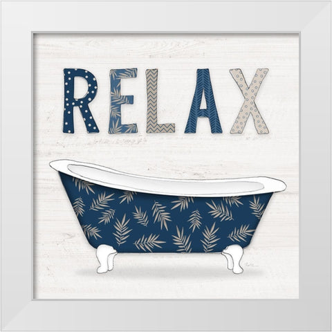 Relax Palm Bath White Modern Wood Framed Art Print by Carpentieri, Natalie