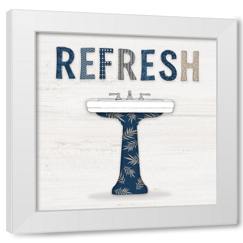 Refresh Palm Bath White Modern Wood Framed Art Print by Carpentieri, Natalie
