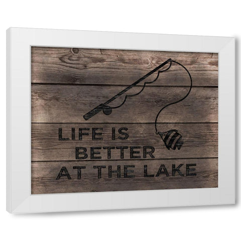 Better at the Lake White Modern Wood Framed Art Print by CAD Designs