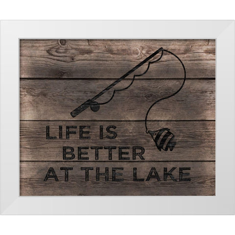 Better at the Lake White Modern Wood Framed Art Print by CAD Designs