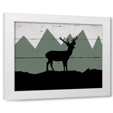Mountain Deer White Modern Wood Framed Art Print by Craven, Katrina