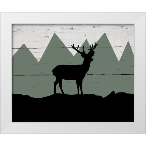 Mountain Deer White Modern Wood Framed Art Print by Craven, Katrina