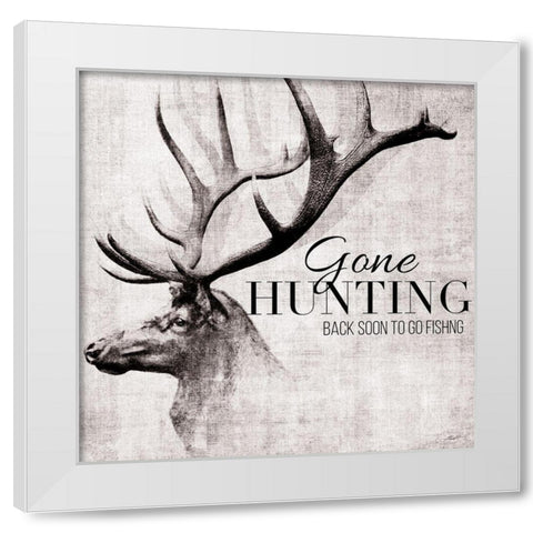 Gone Hunting and Fishing White Modern Wood Framed Art Print by Butler, John