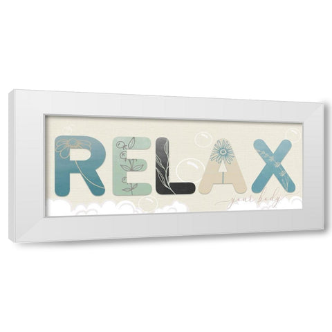 Relax Your Body White Modern Wood Framed Art Print by Santiago, Daniela