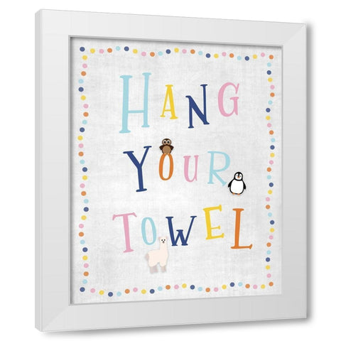 Hang Your Towel White Modern Wood Framed Art Print by Carpentieri, Natalie