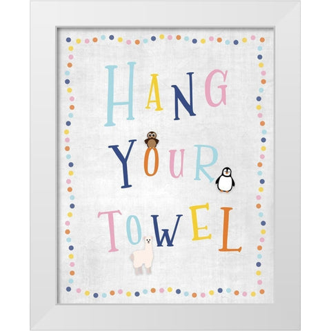 Hang Your Towel White Modern Wood Framed Art Print by Carpentieri, Natalie