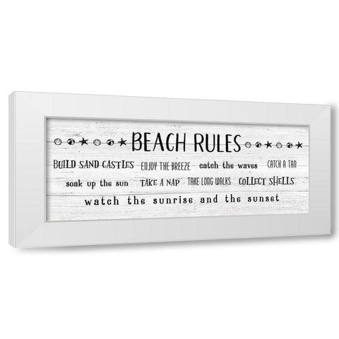 Rules of the Beach White Modern Wood Framed Art Print by Carpentieri, Natalie