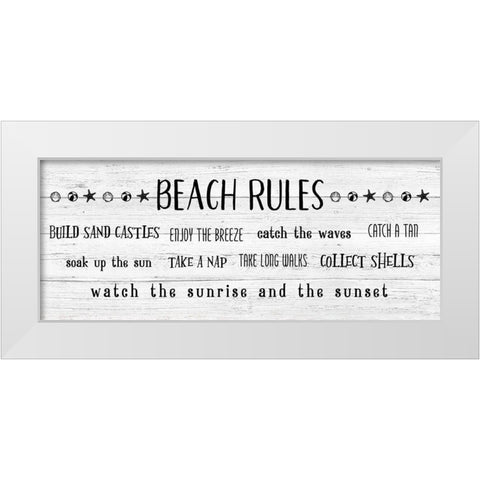 Rules of the Beach White Modern Wood Framed Art Print by Carpentieri, Natalie