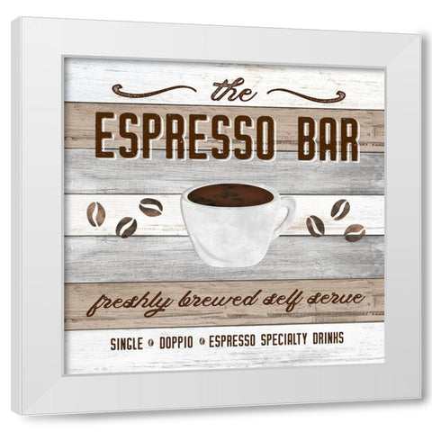 Espresso Bar White Modern Wood Framed Art Print by Carpentieri, Natalie