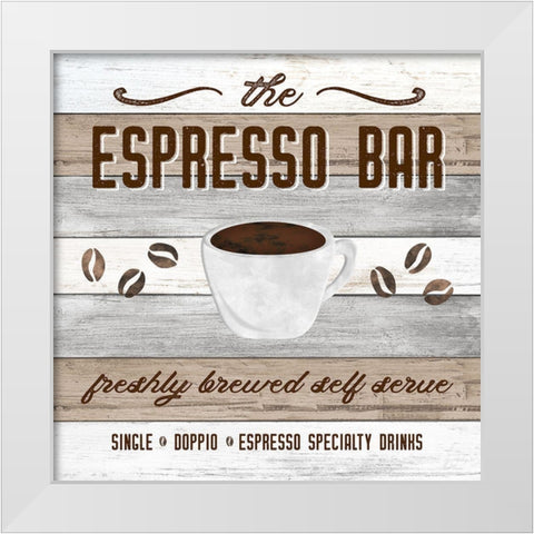 Espresso Bar White Modern Wood Framed Art Print by Carpentieri, Natalie