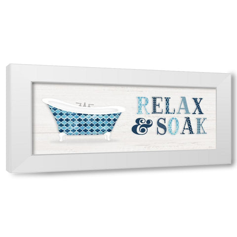 Relax and Soak White Modern Wood Framed Art Print by Carpentieri, Natalie