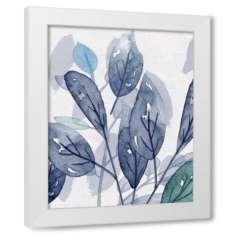 Shadow Leaves in Blue II White Modern Wood Framed Art Print by Jill, Susan