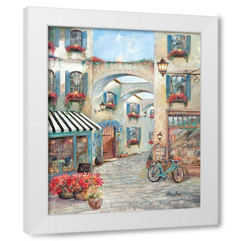 Village Cafe White Modern Wood Framed Art Print by Manning, Ruane