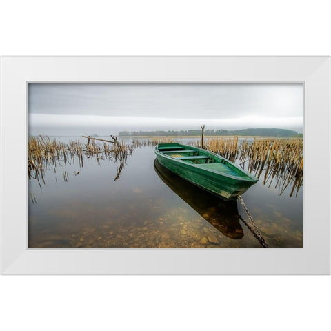 Green One White Modern Wood Framed Art Print by Calascibetta, Mike