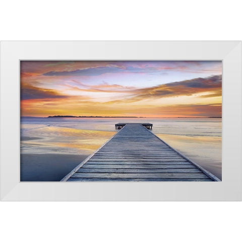 Evening Rhythm White Modern Wood Framed Art Print by Calascibetta, Mike