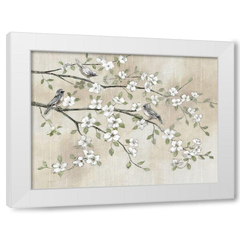 Early Birds and Blossoms White Modern Wood Framed Art Print by Nan