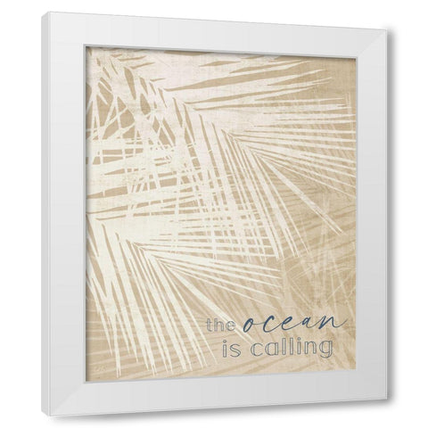 Ocean Calling Palms White Modern Wood Framed Art Print by Carpentieri, Natalie