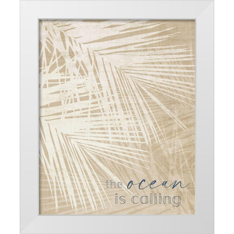Ocean Calling Palms White Modern Wood Framed Art Print by Carpentieri, Natalie