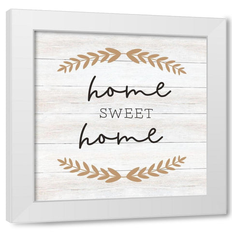 Home Sweet Home White Modern Wood Framed Art Print by CAD Designs