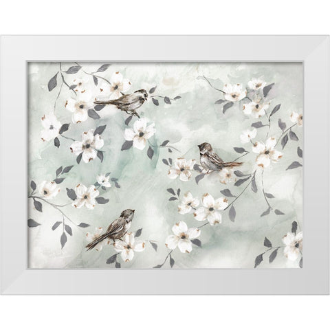 Spring Serenade White Modern Wood Framed Art Print by Nan