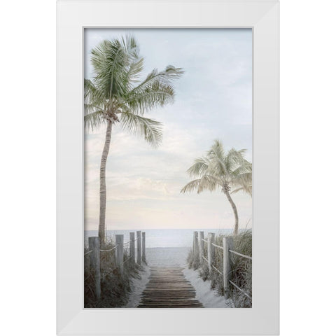 Palm Walk White Modern Wood Framed Art Print by Calascibetta, Mike