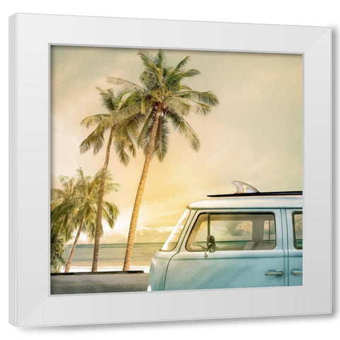Day of Surfing White Modern Wood Framed Art Print by Calascibetta, Mike