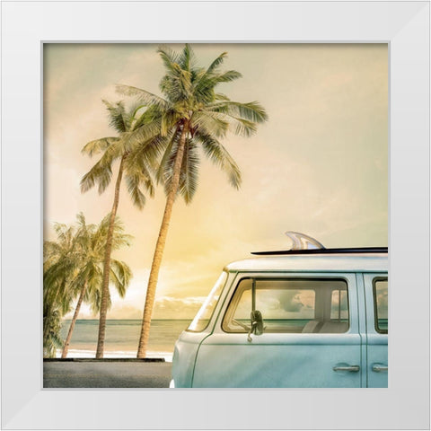 Day of Surfing White Modern Wood Framed Art Print by Calascibetta, Mike
