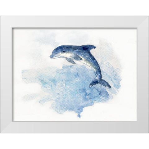 Wave Jumping White Modern Wood Framed Art Print by Swatland, Sally