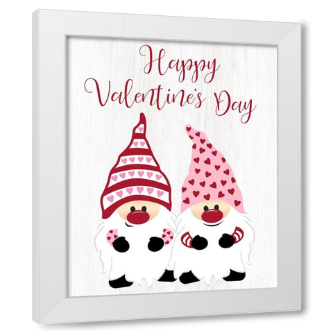 Valentine Gnomes White Modern Wood Framed Art Print by CAD Designs