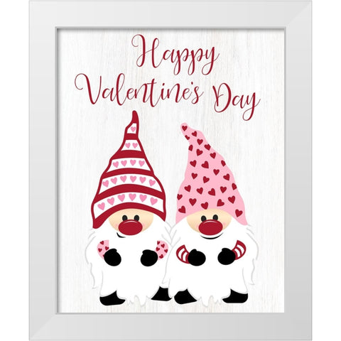 Valentine Gnomes White Modern Wood Framed Art Print by CAD Designs