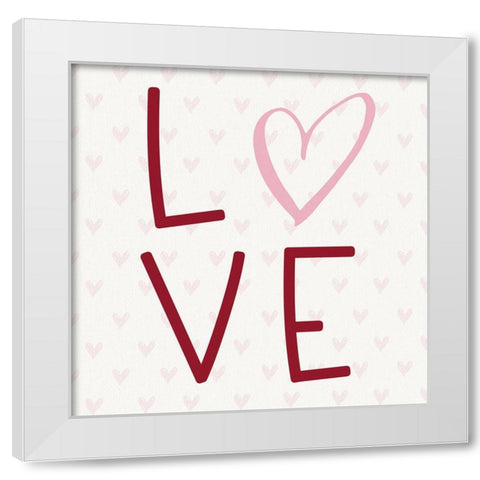 Love Hearts White Modern Wood Framed Art Print by CAD Designs