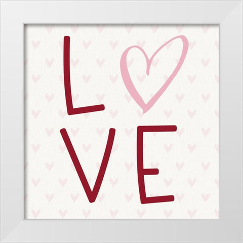Love Hearts White Modern Wood Framed Art Print by CAD Designs