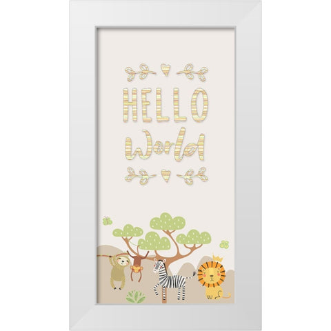 Hello World Safari White Modern Wood Framed Art Print by CAD Designs