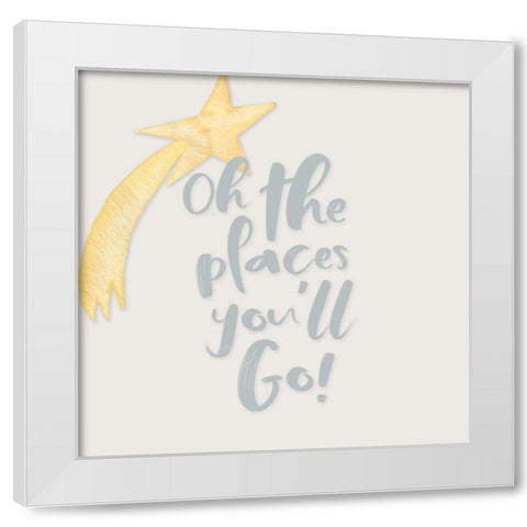 Places Youll Go White Modern Wood Framed Art Print by CAD Designs