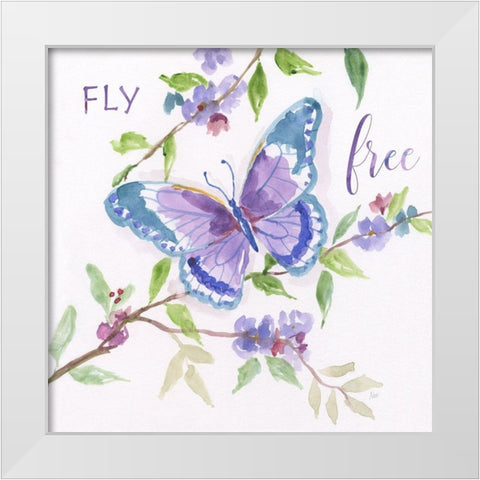 Fly Free Butterfly White Modern Wood Framed Art Print by Nan