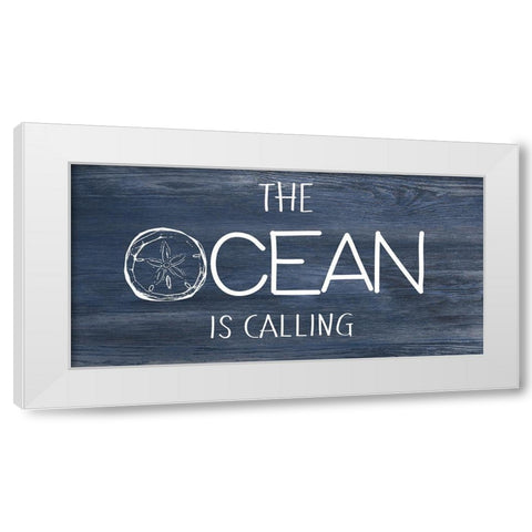 Ocean Calling White Modern Wood Framed Art Print by CAD Designs