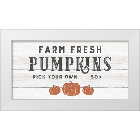 Farm Fresh Pumpkins White Modern Wood Framed Art Print by CAD Designs