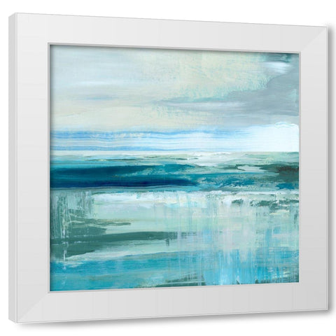 Abstract Sea and Teal White Modern Wood Framed Art Print by Nan