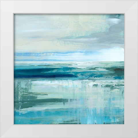 Abstract Sea and Teal White Modern Wood Framed Art Print by Nan