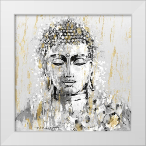 Simmering Buddha White Modern Wood Framed Art Print by Orme, E. Anthony