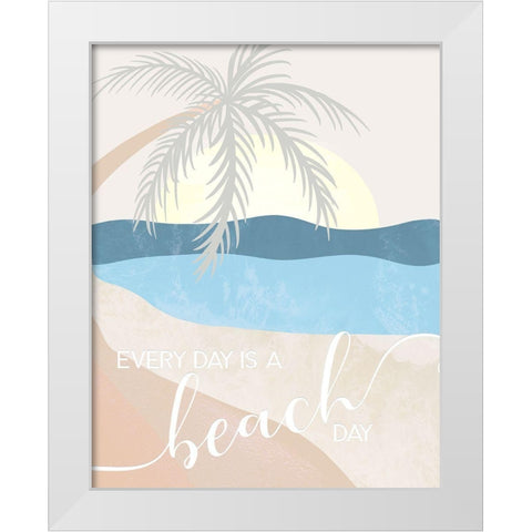 Beach Day White Modern Wood Framed Art Print by Santiago, Daniela